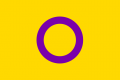 Flagge: ein violetter Ring auf gelbem Hintergrund